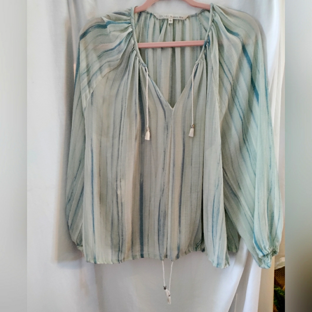 Rachel Roy Designer Elegant Striped Flowy Soft Dressing Top Size L Pre-owned.